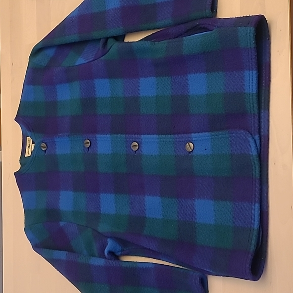 EUC VTG Aqua Sheen 100% Dacron Dupont Polyester Blue Purple and Green Plaid - Picture 1 of 11